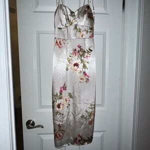 Xtraordinary Cream Sheath Midi Dress Spaghetti Strap